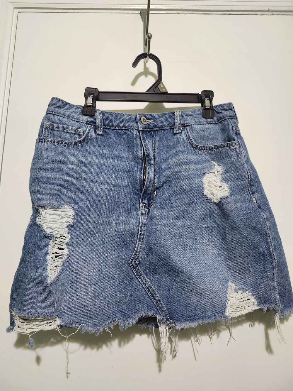 Hollister Light Blue Distressed Denim Mini Skirt